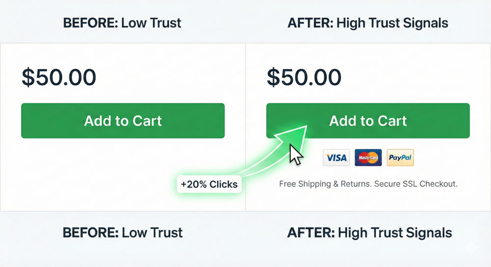 Trust Signals on the Add to Cart Button