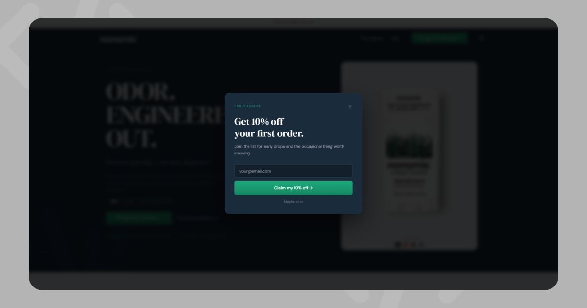 Newsletter Sign Up Popup Modern Design linked with Klavyio